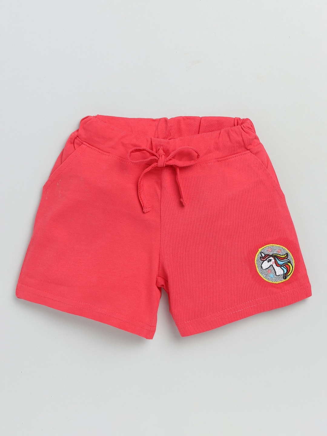 

Olio Kids Girls Red Regular Fit Solid Shorts