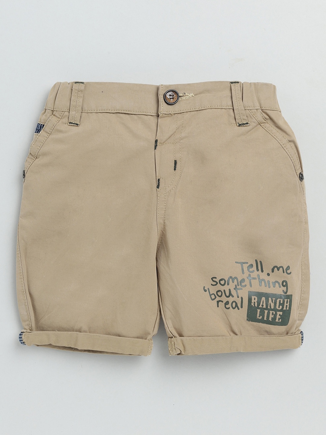 

Olio Kids Boys Khaki Typography Printed Shorts