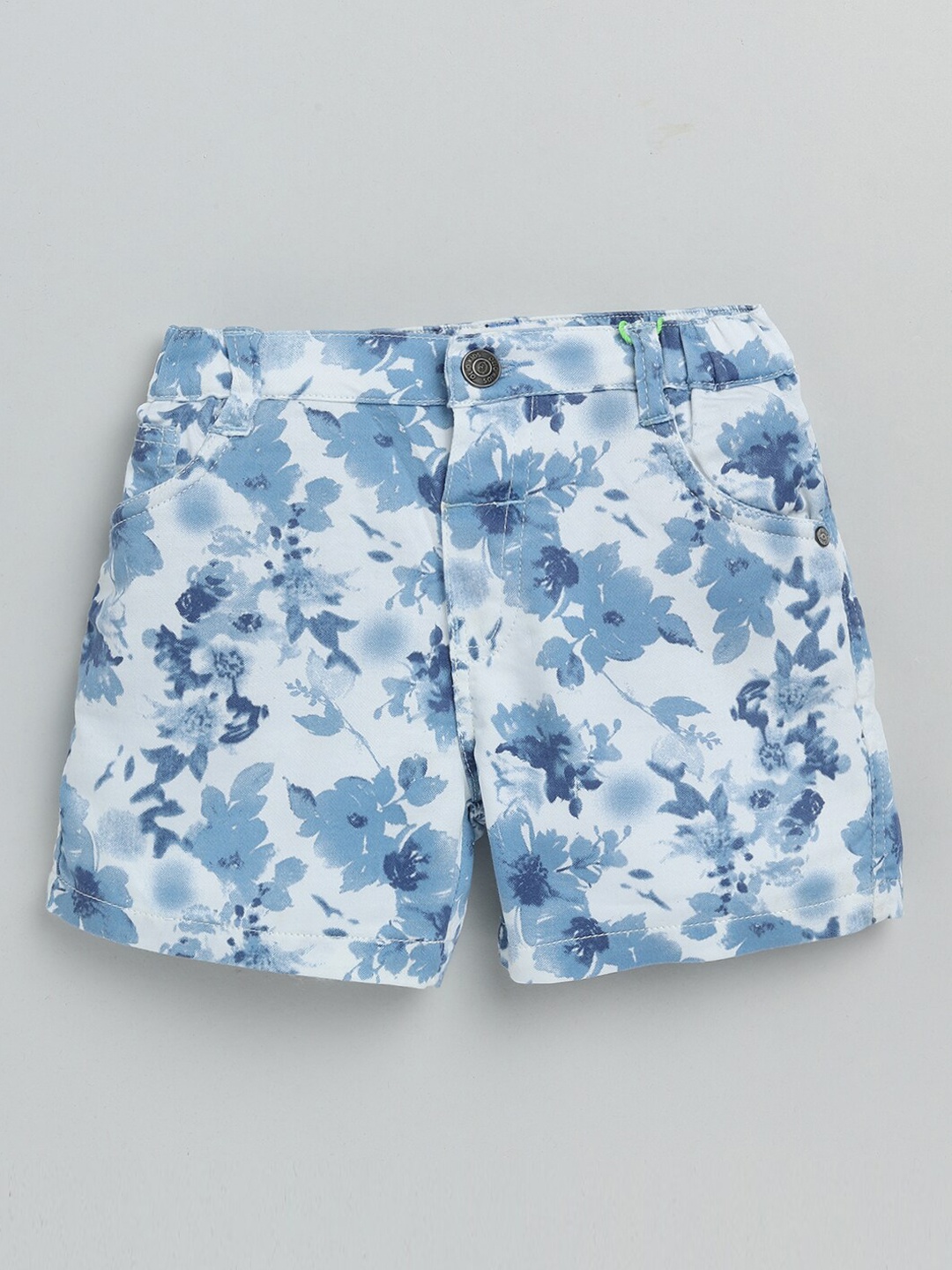 

Olio Kids Girls Blue Floral Printed Shorts