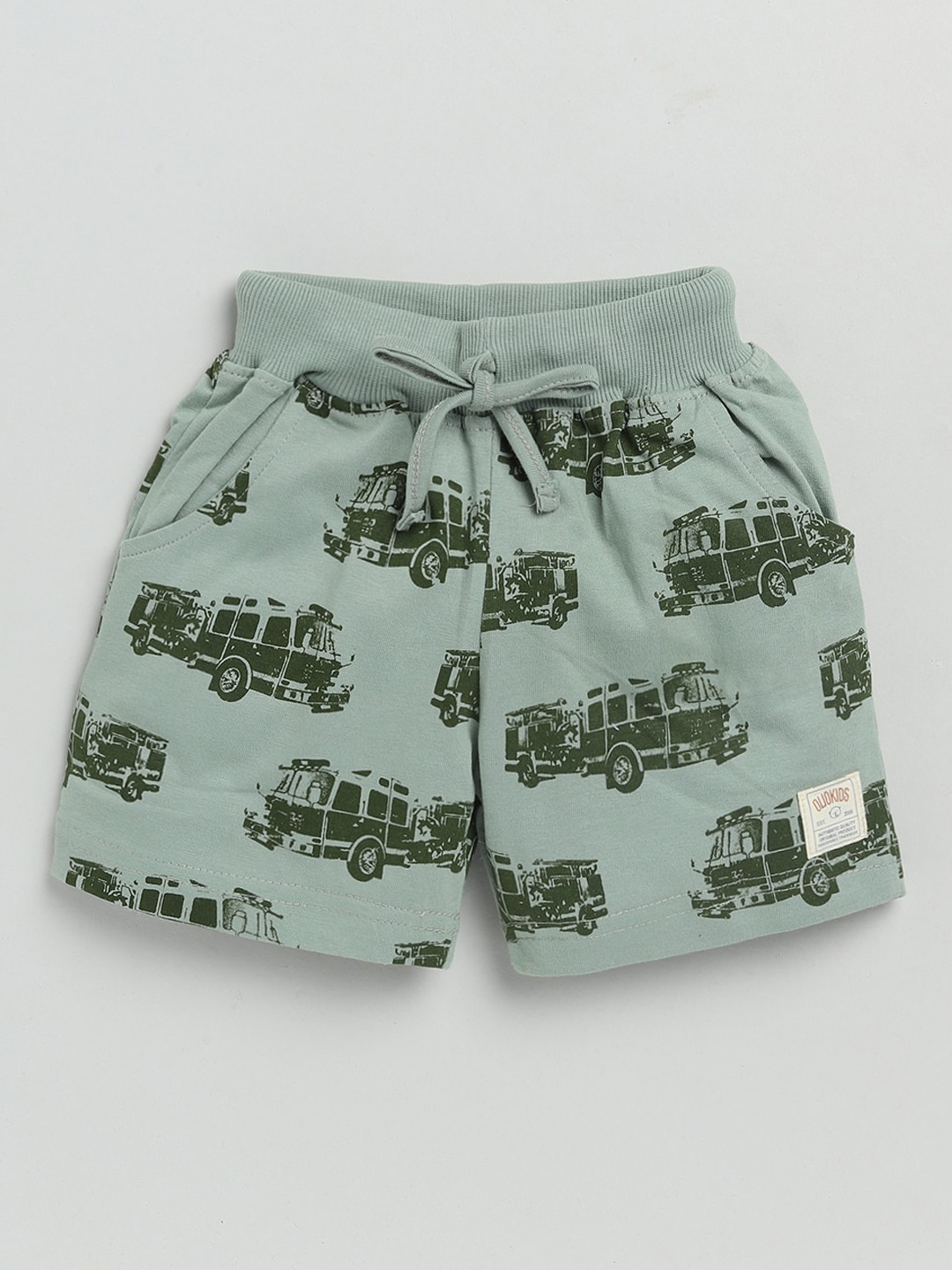 

Olio Kids Boys Green Printed Shorts