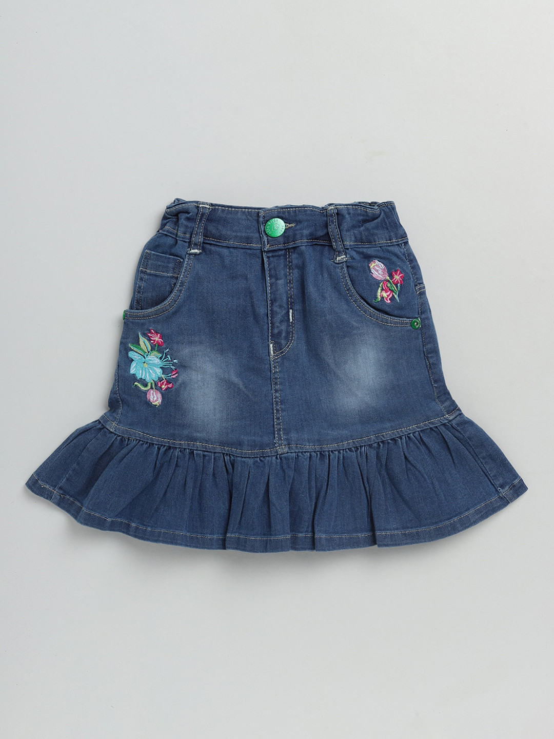 

Olio Kids Girls Blue Printed Pure Cotton Mini Skirt