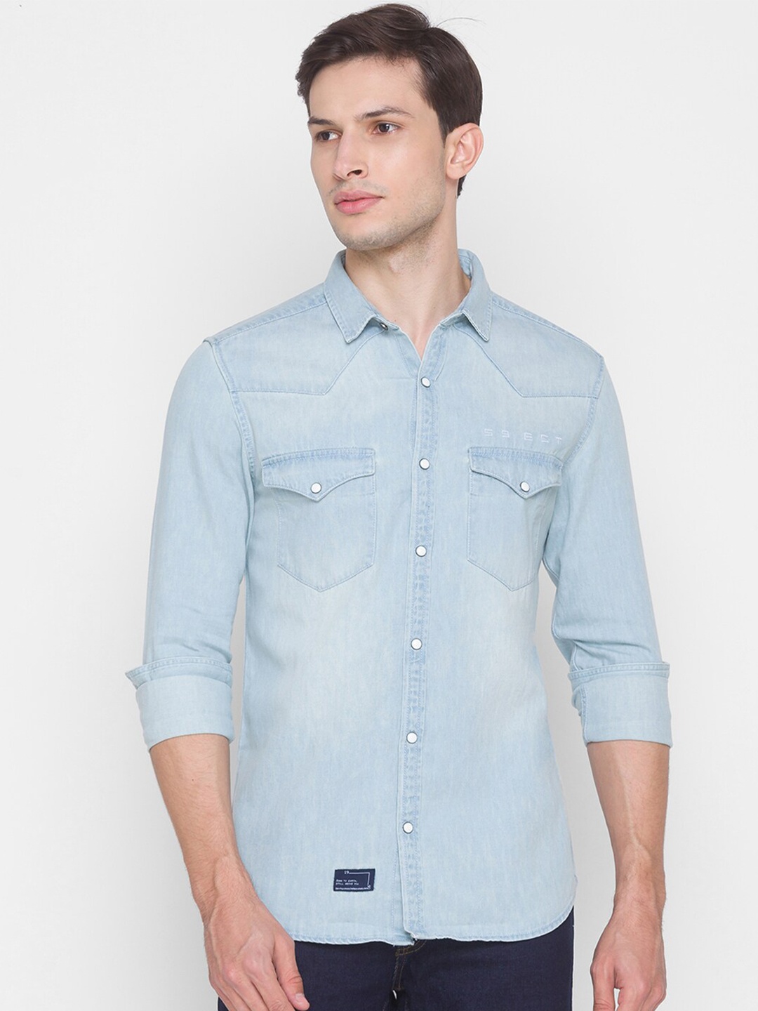 

SPYKAR Men Blue Slim Fit Faded Casual Shirt