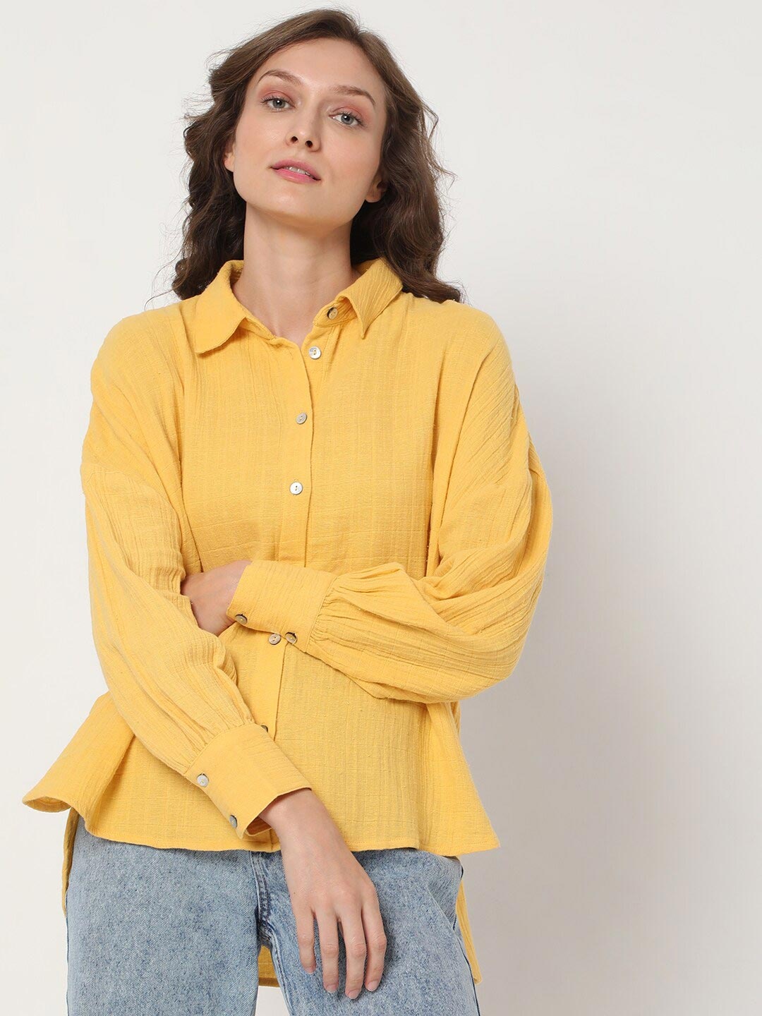 

Vero Moda Women Yellow Casual Shirt