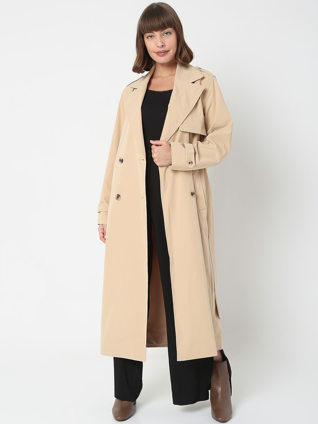 

Vero Moda Women Beige Solid Winter Trench-Coat