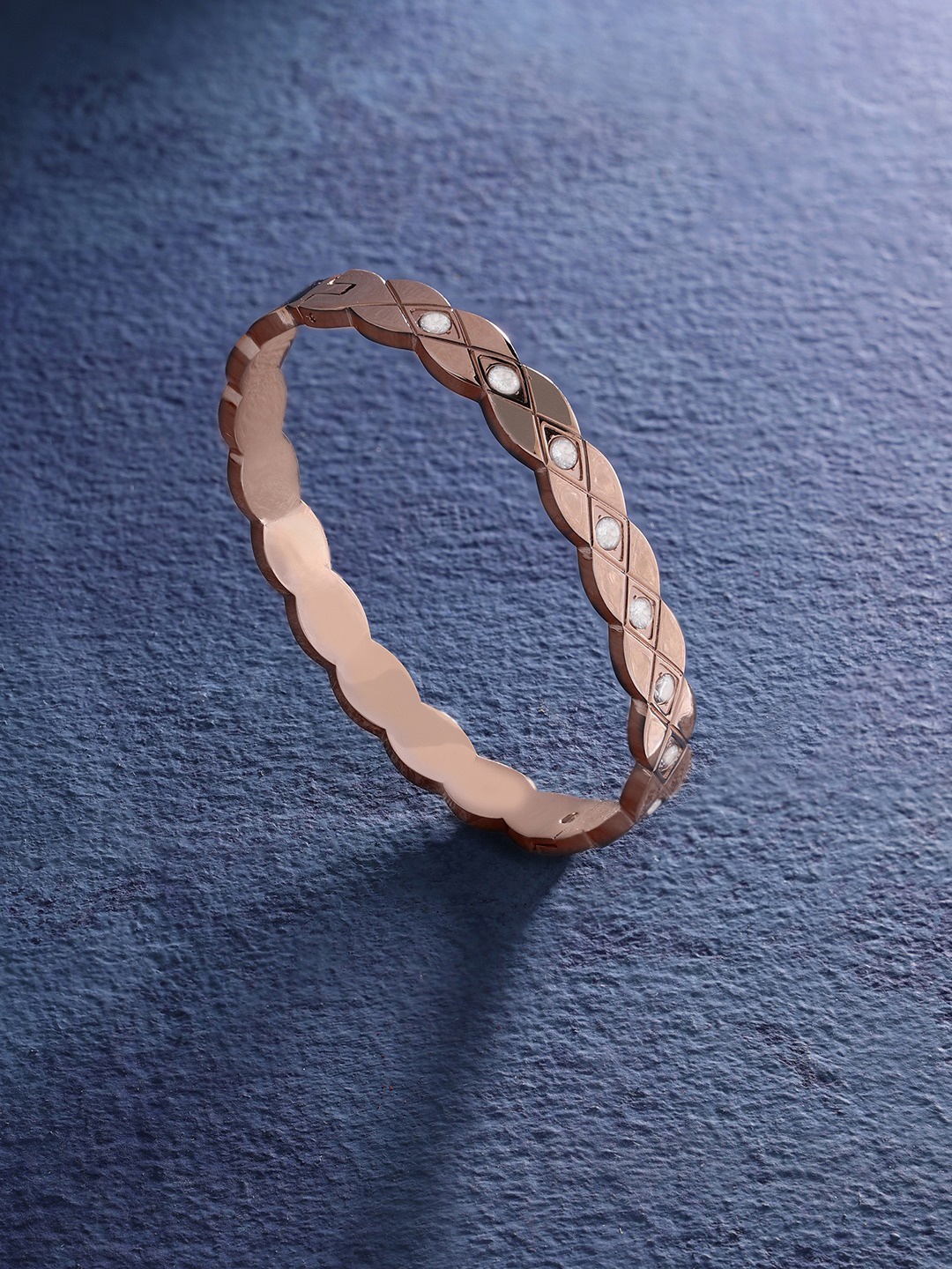 

AMI Women Rose Gold & White Rose Gold-Plated Kada Bracelet