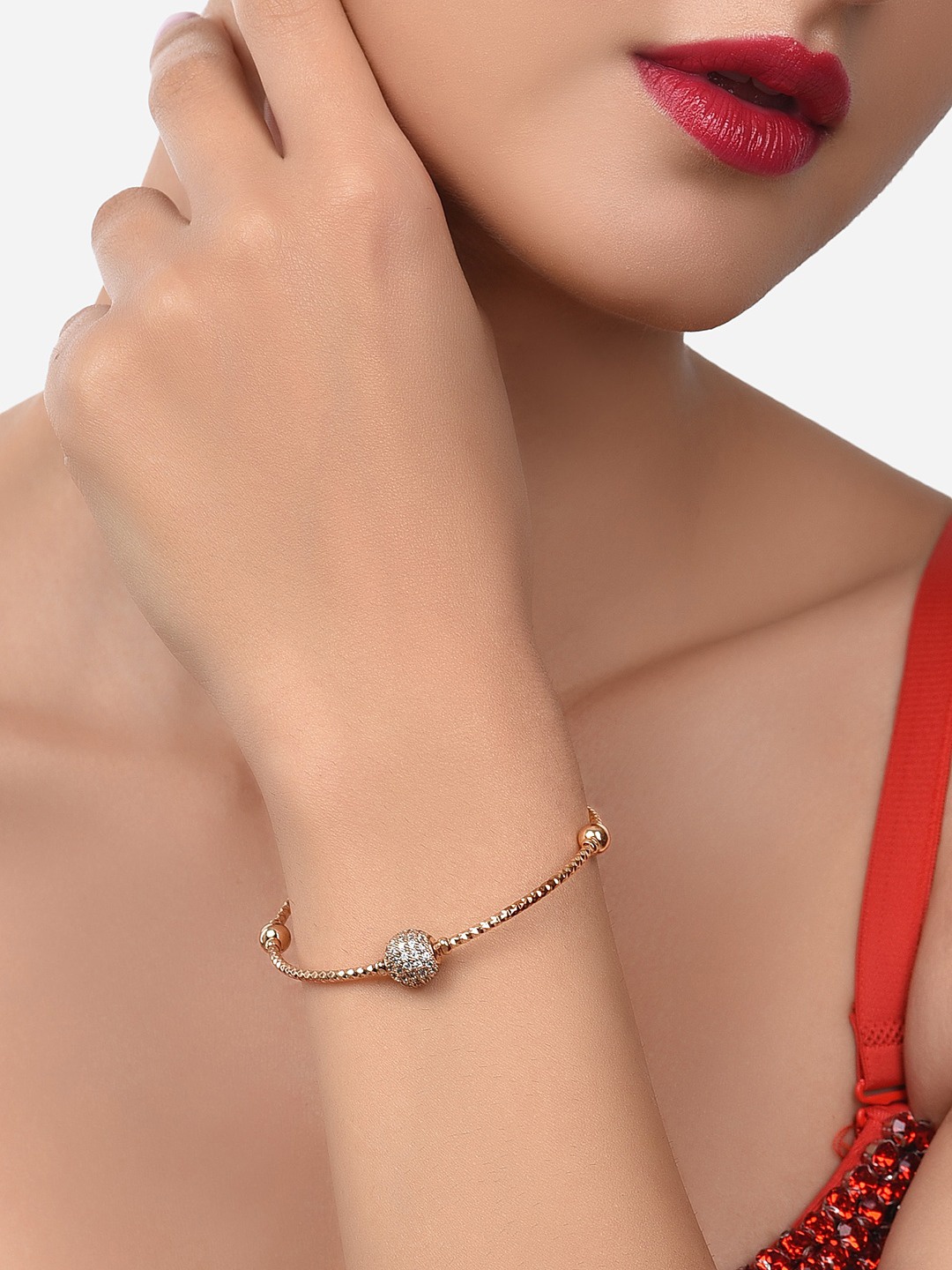 

AMI Women Rose Gold-Plated & White American Diamond Bracelet