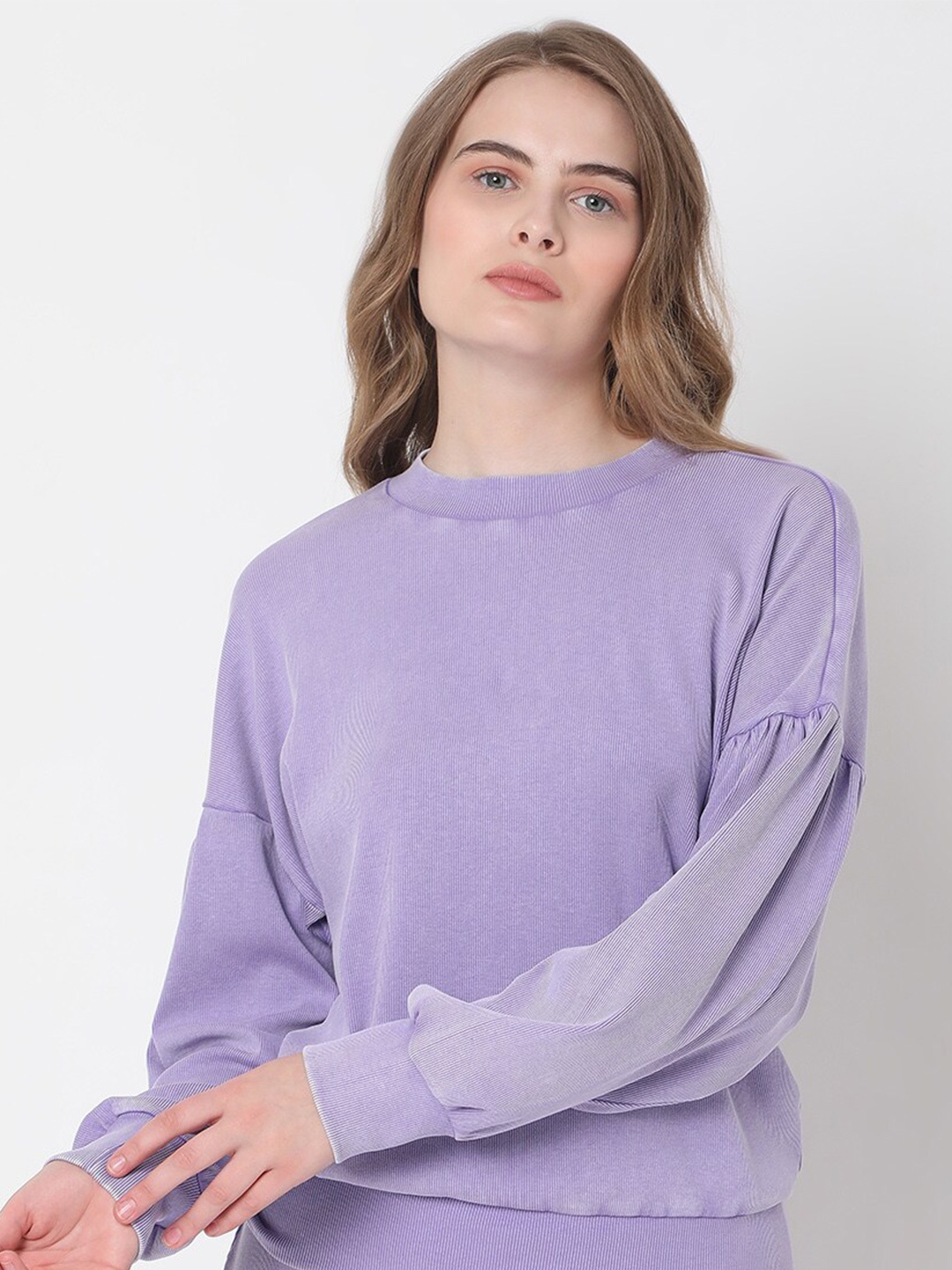 

Vero Moda Women Purple Solid Sweatshirt