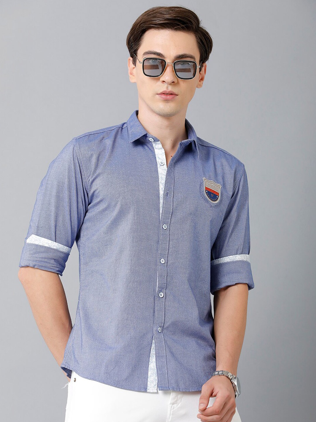 

YOVISH Men Blue Smart Slim Fit Casual Shirt