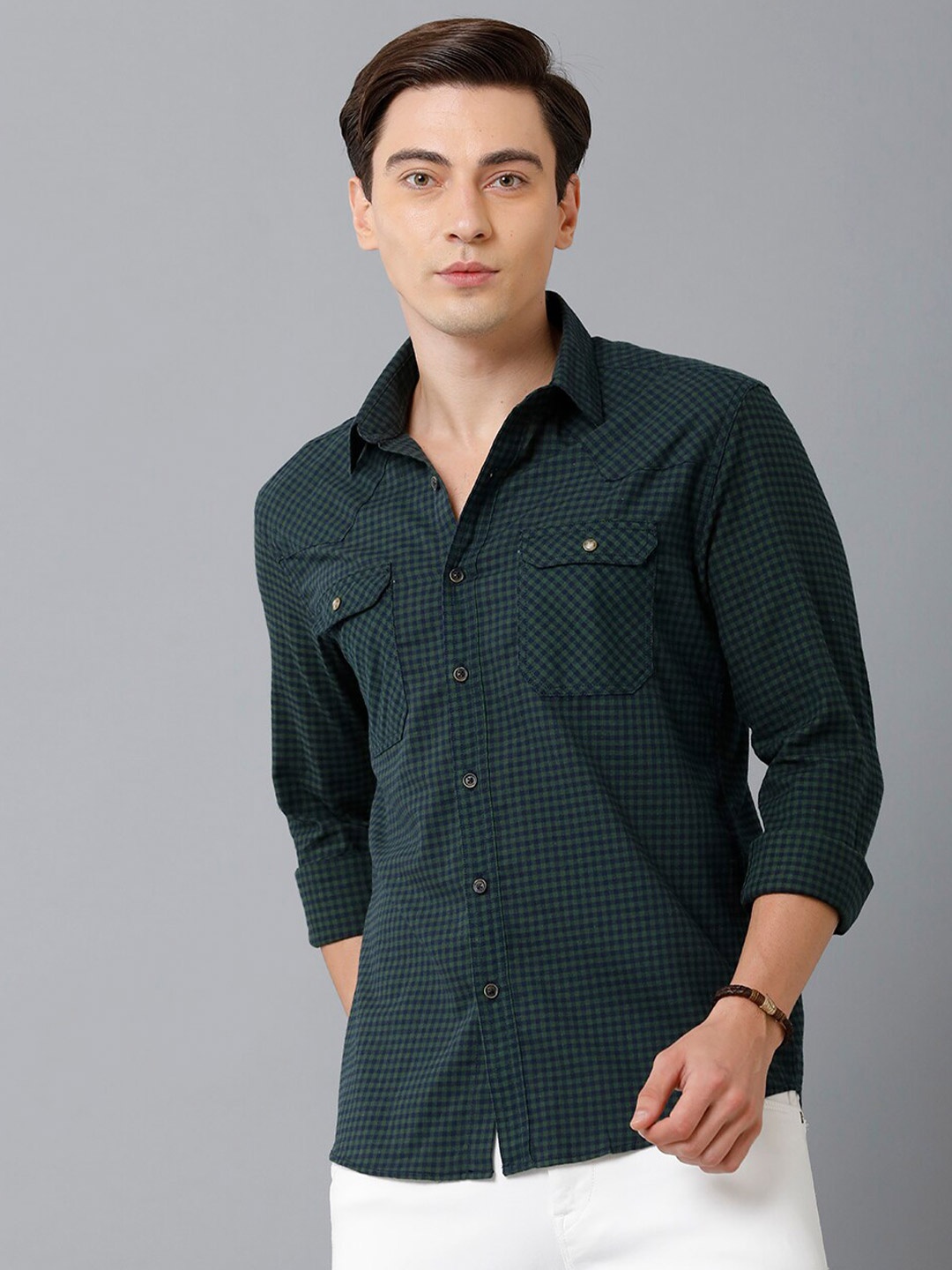 

YOVISH Men Green Smart Slim Fit Casual Shirt