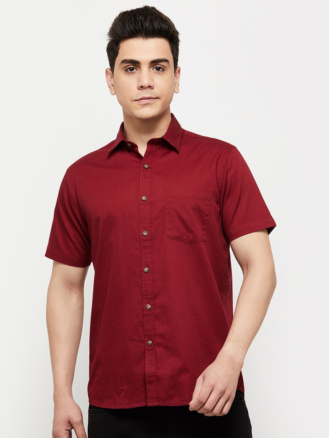 

max Men Maroon Casual Shirt