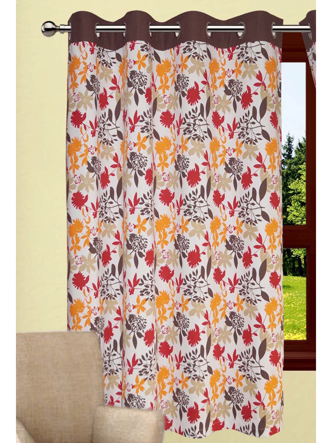 

Lushomes Orange & Red Window Curtain
