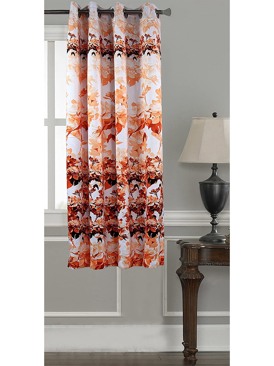 

Lushomes Cream-Coloured & Orange Window Curtain