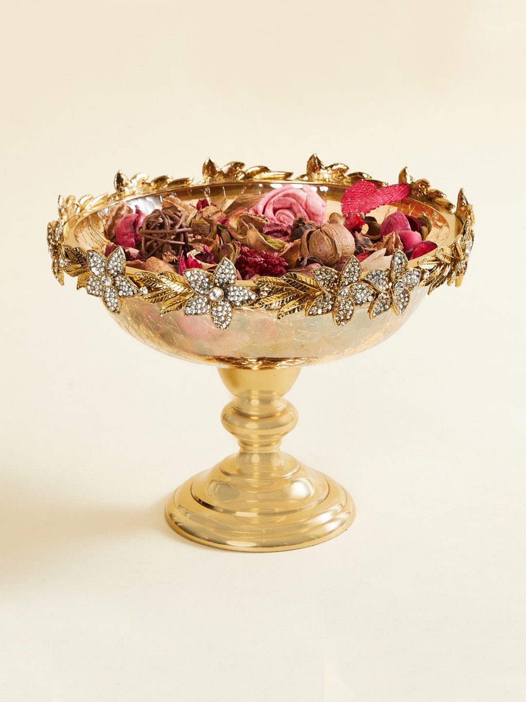 

Home Centre Gold Toned Heritage Renew Crackle Glass Decor Bowl