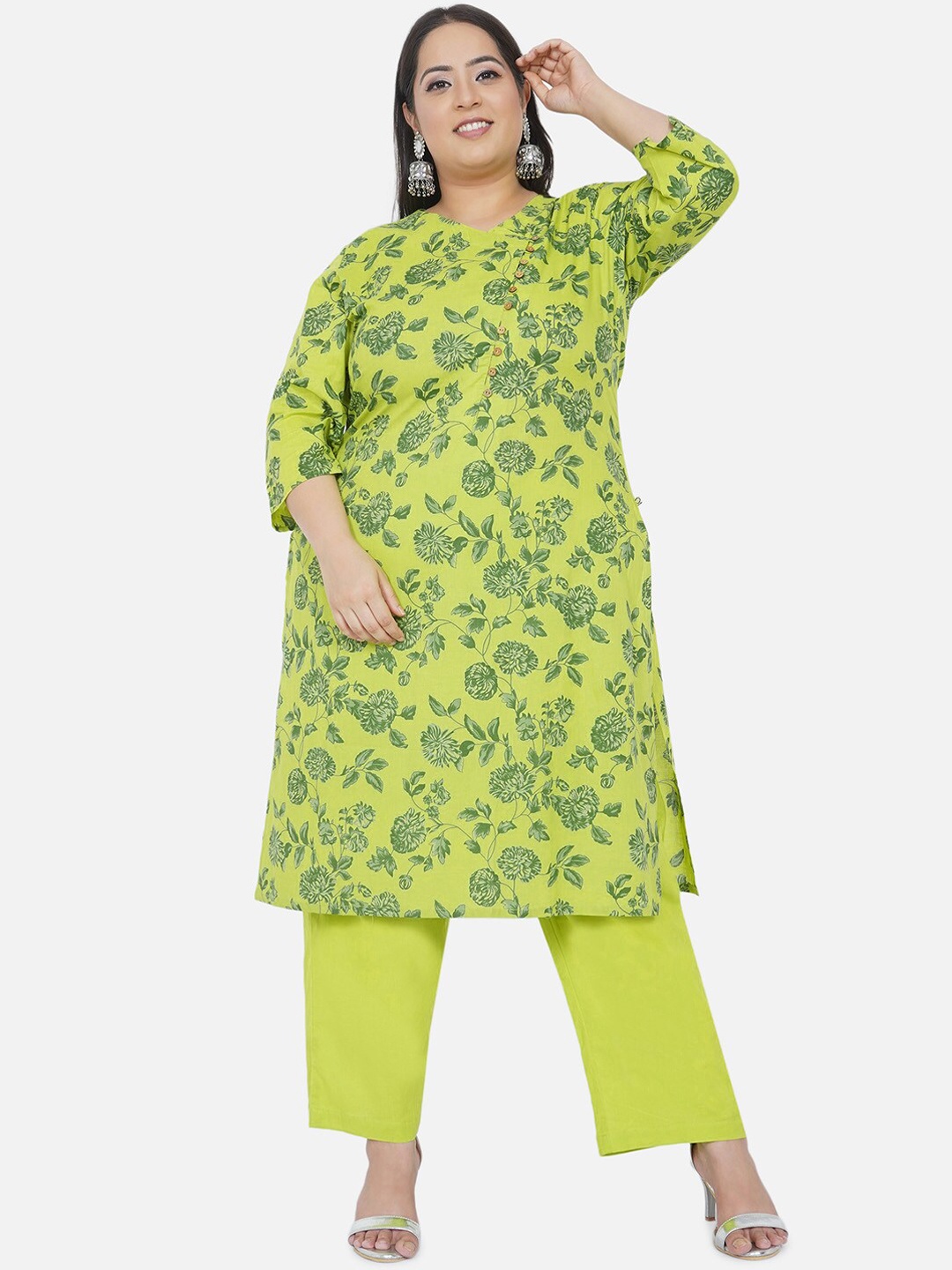 

Fabnest Curve Women Multicoloured Printed Pure Cotton Kurti with Trousers, Multi