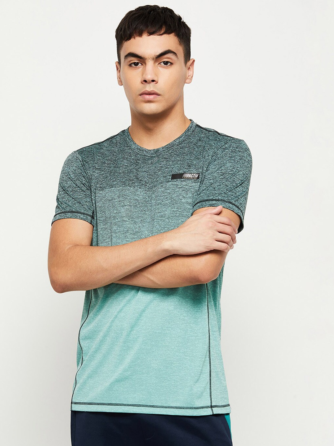 

max Men Blue Printed T-shirt