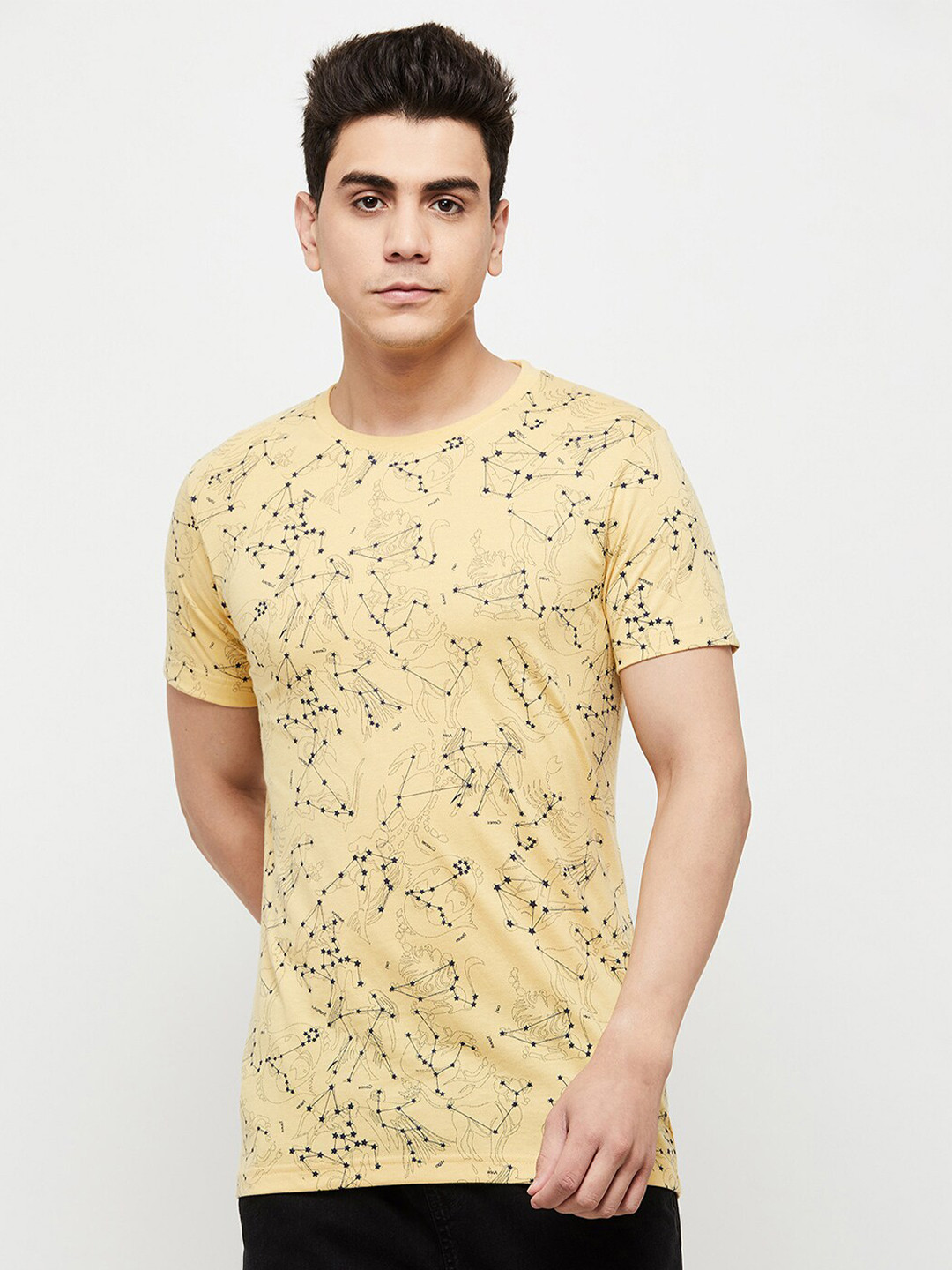 

Max Abstract Printed Round Neck T-shirt, Yellow