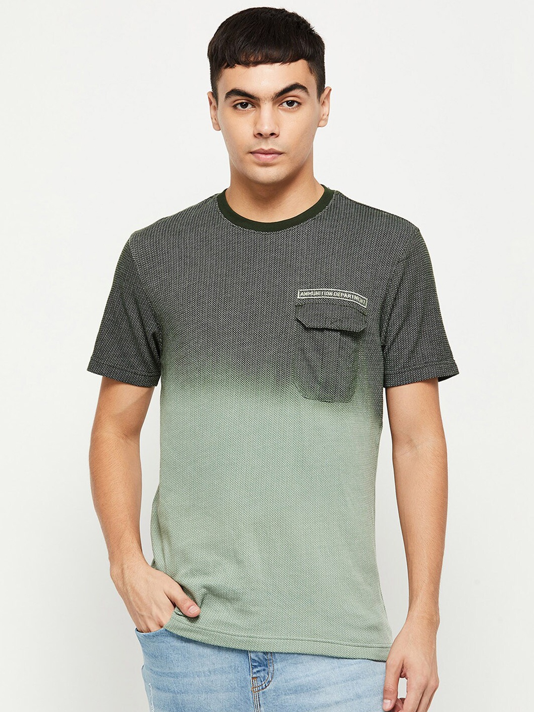 

max Men Green Tie and Dye T-shirt