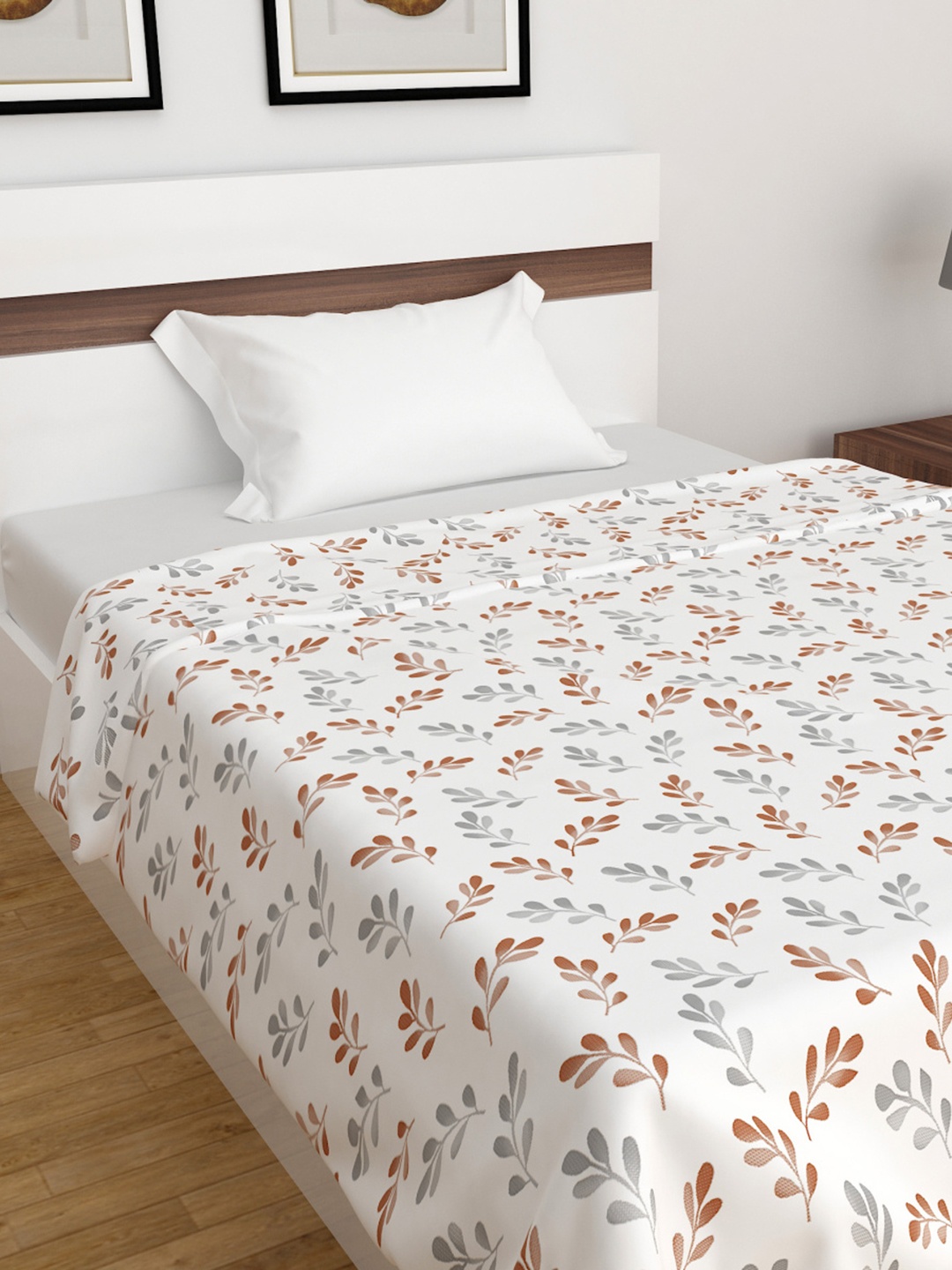 

Home Centre Floral AC Room Single Bed Dohar, White