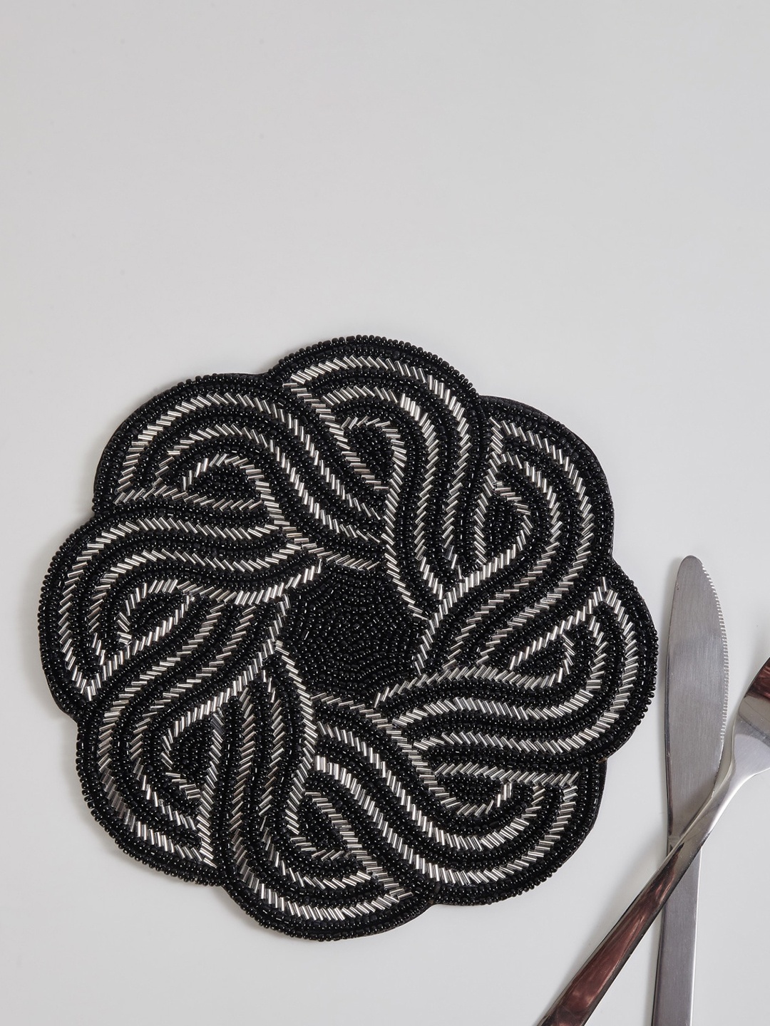 

Home Centre Black Mandarin-Modern Retreat Beaded Glass Trivet