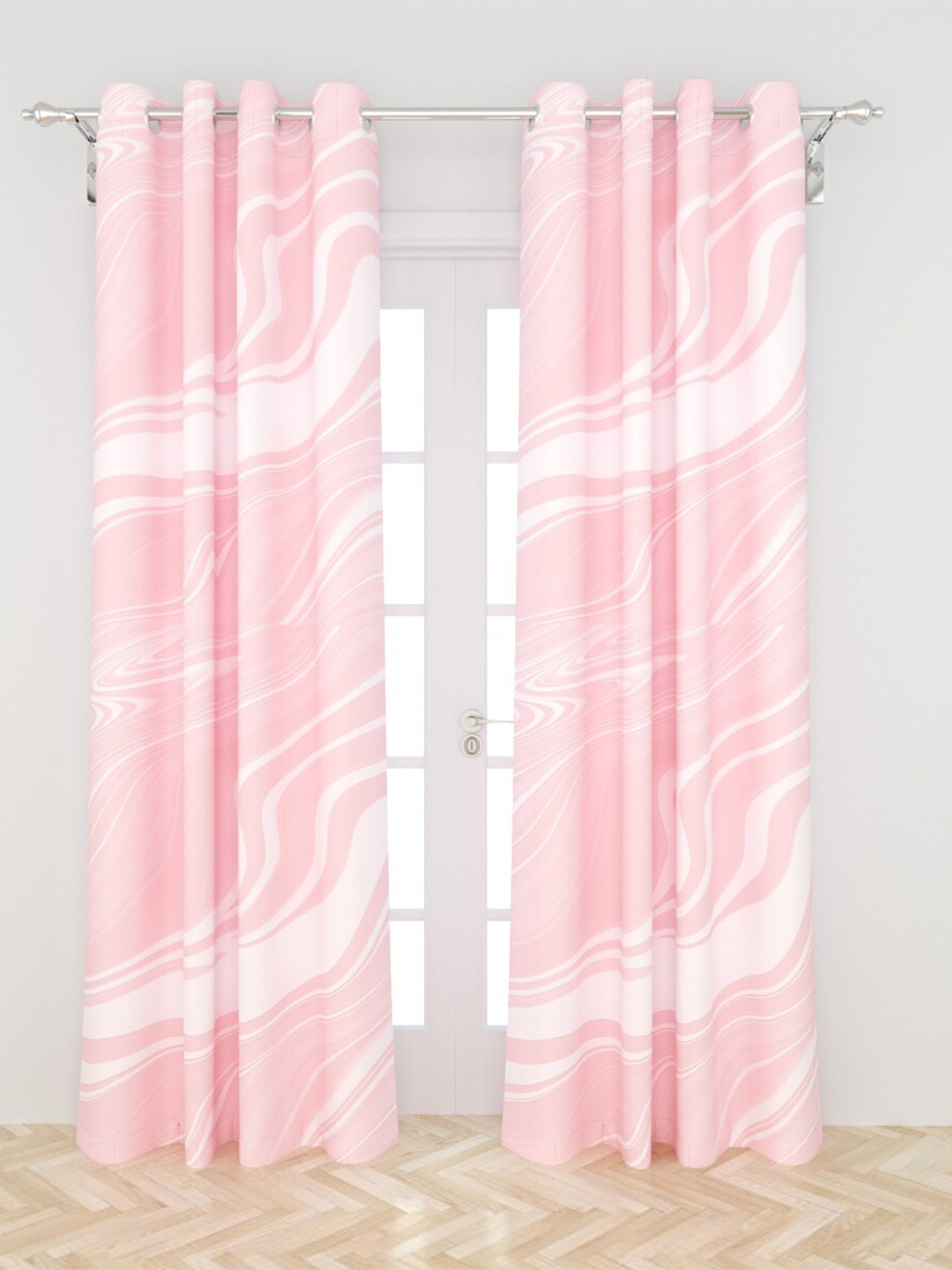 

Home Centre Pink & White Printed Semi-Black Out Door Curtain