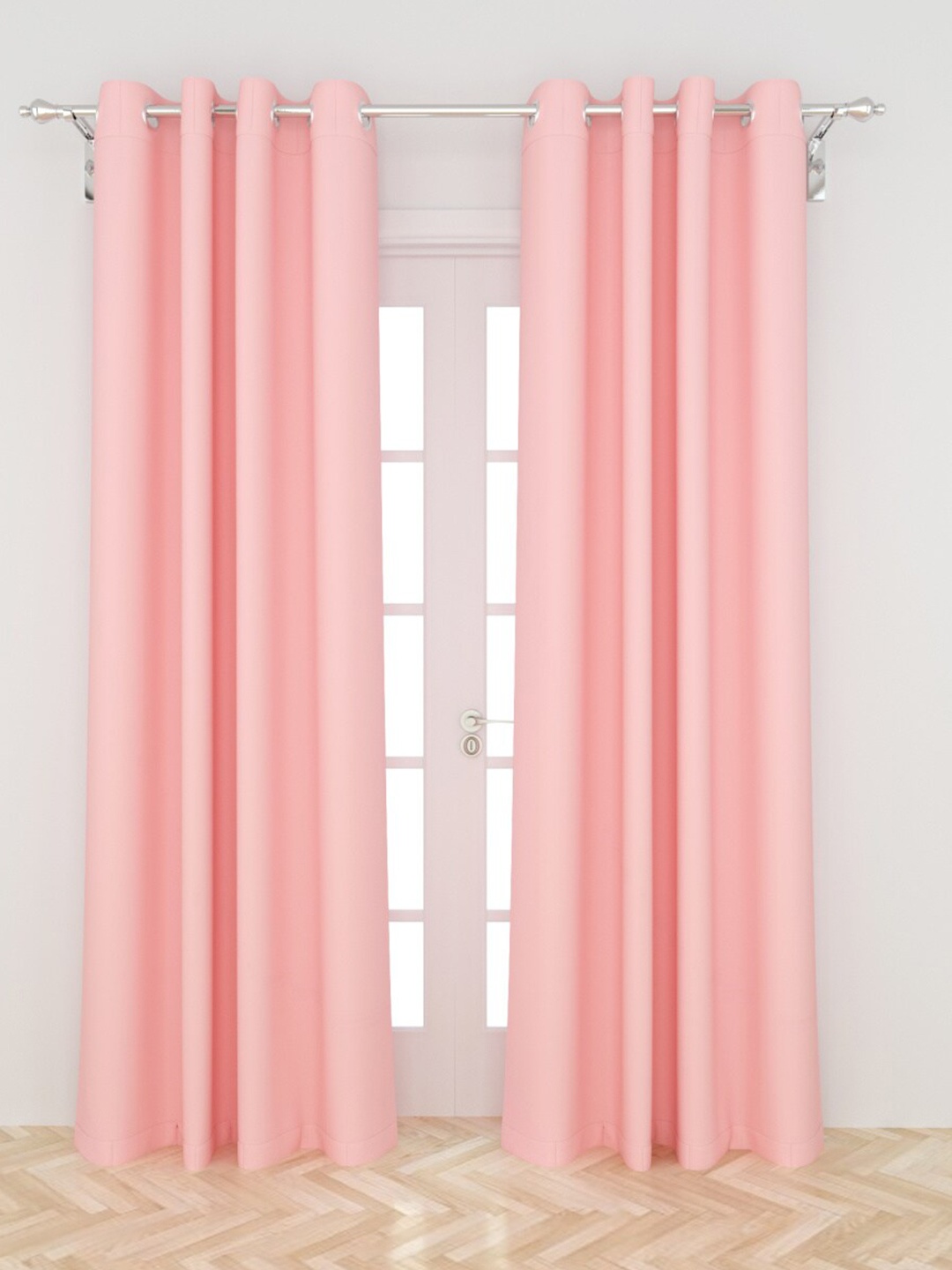 

Home Centre Set Of 2 Pink Solid Blackout Door Curtains