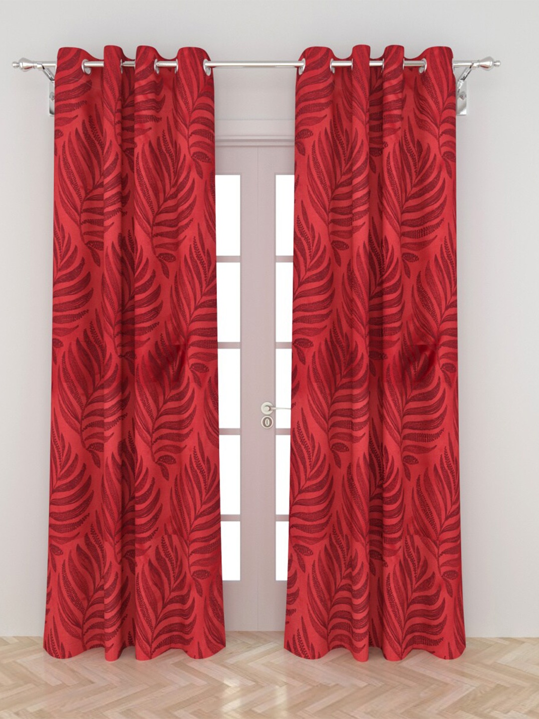 

Home Centre Red Floral Black Out Door Curtain