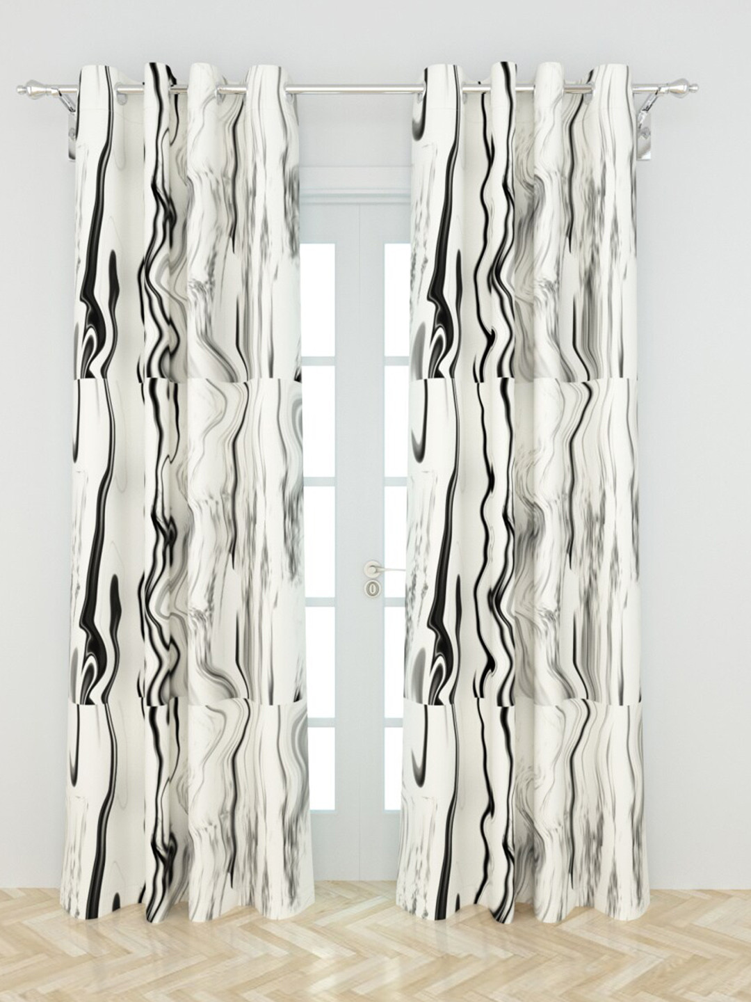 

Home Centre Grey & White Set of 2 Marble Printed Door Curtains