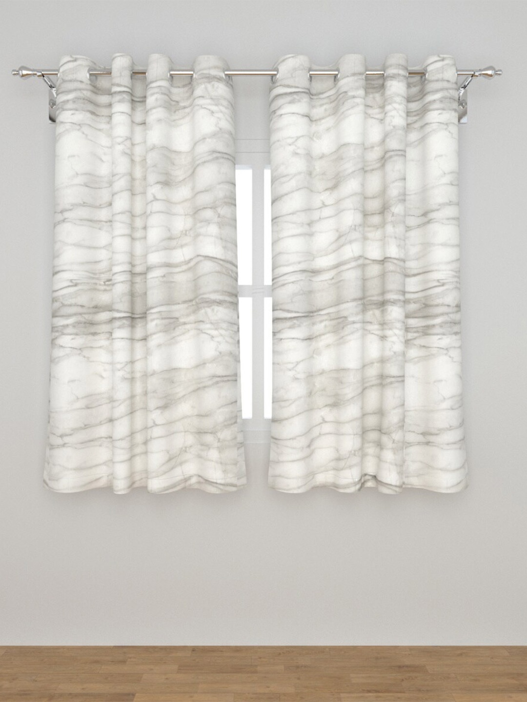 

Home Centre Set Of 2 Grey Marble Printed Regular Window Curtains