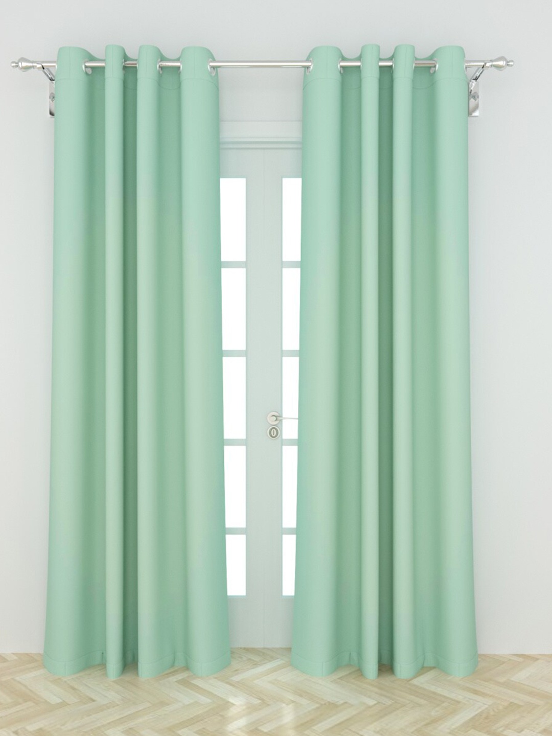 

Home Centre Turquoise Blue Set of 2 Black Out Soulful Pastels-Stella Door Curtain