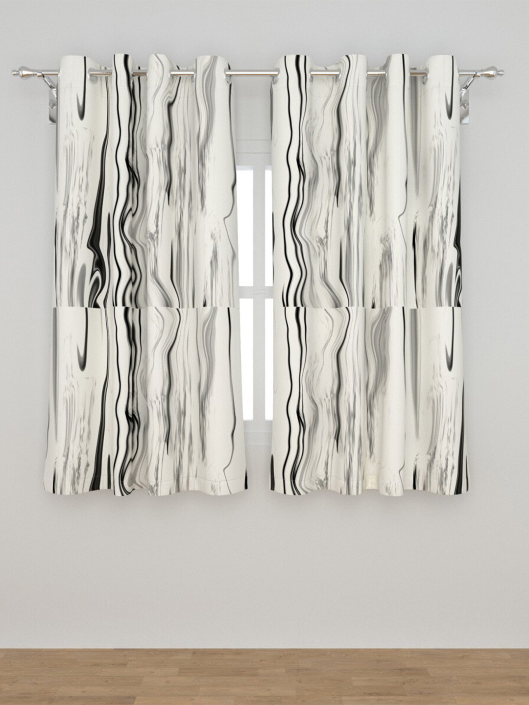

Home Centre Set Of 2 Grey Marble Printed Semi-Blackout Window Curtains
