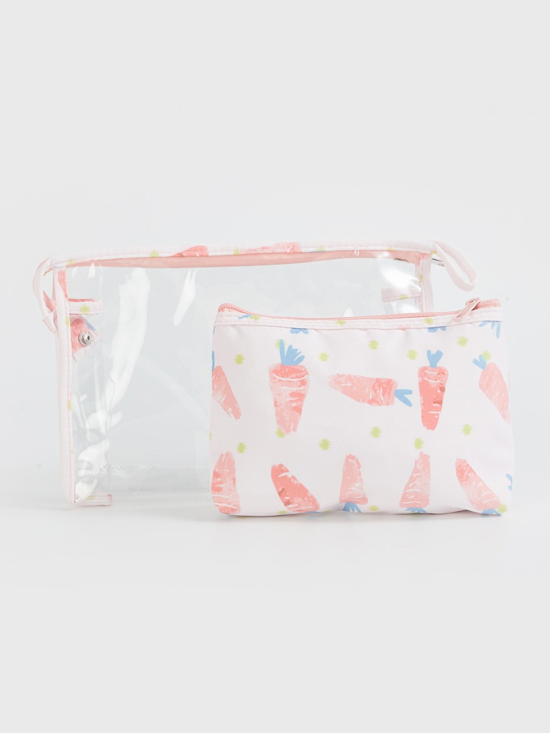 

Home Centre Set Of 2 Transparent Carrot Printed Pouch