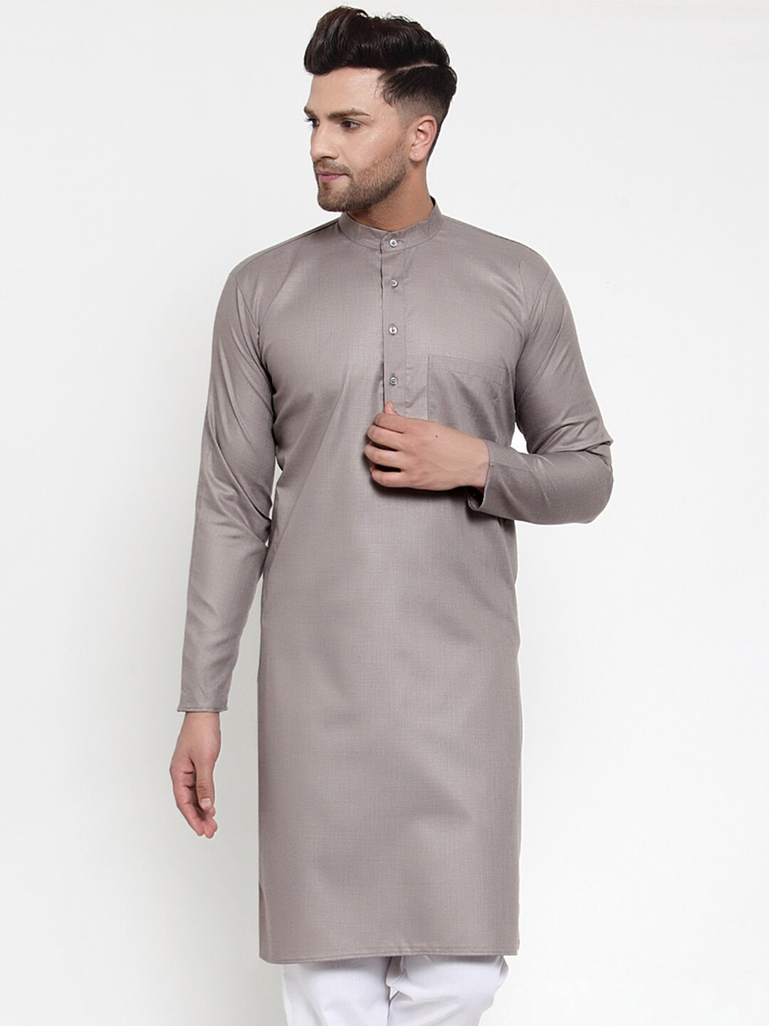 

Jompers Men Solid Kurta, Grey