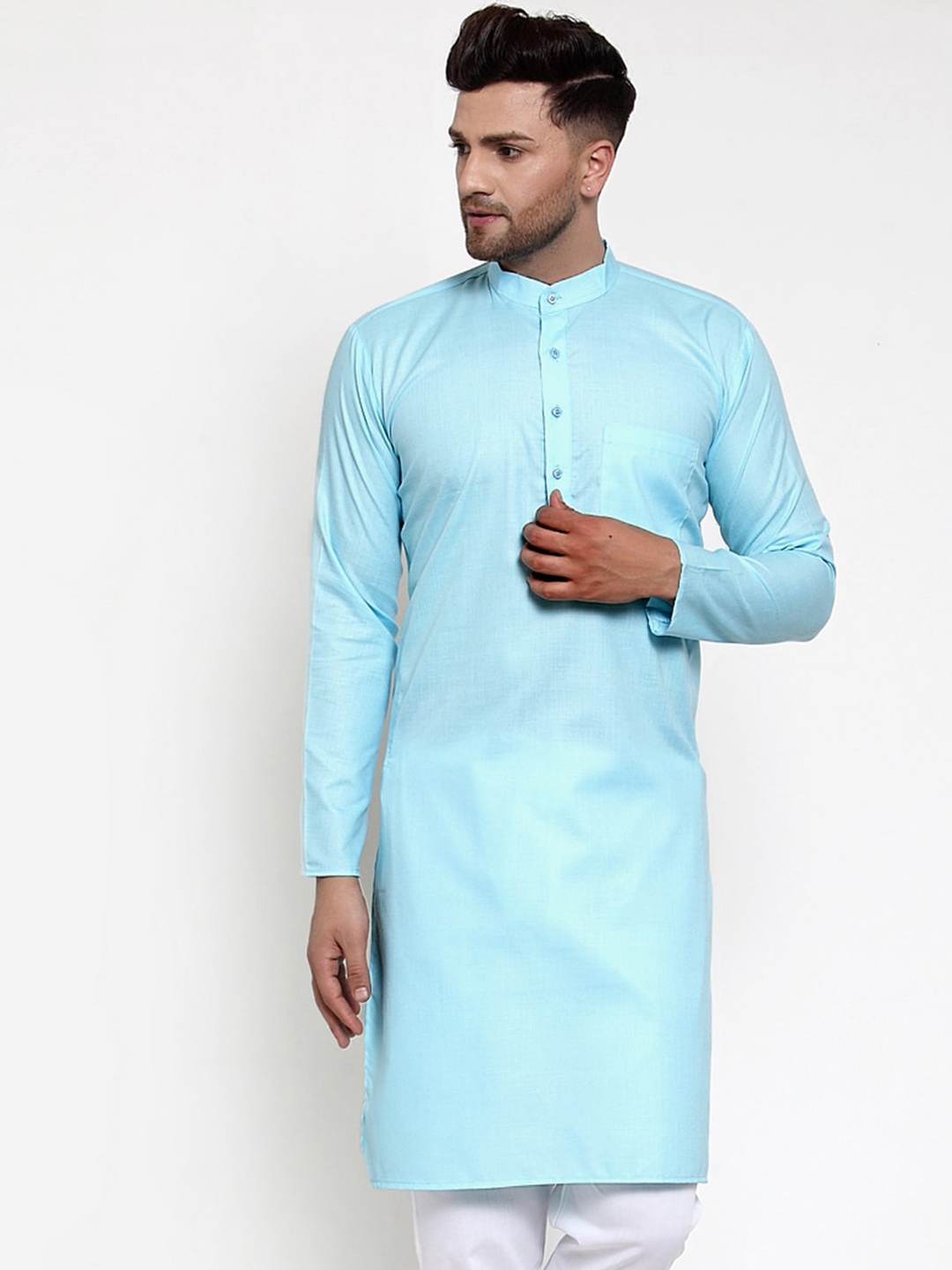 

Jompers Men Turquoise Blue Kurta