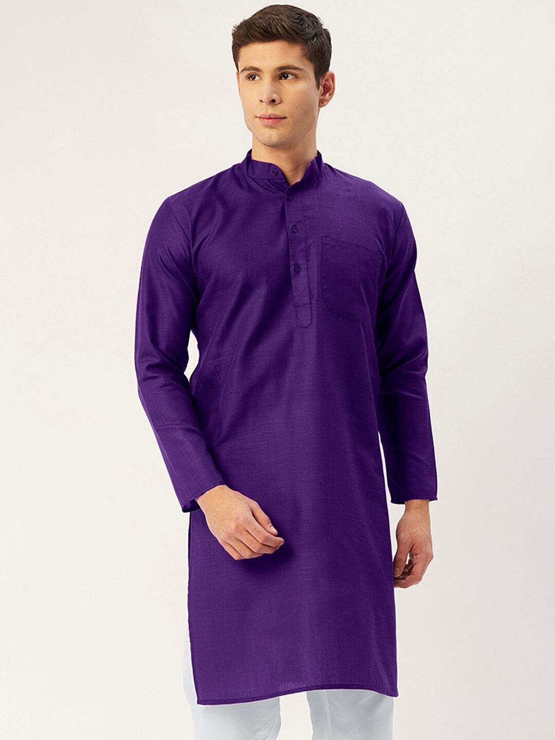 

Jompers Men Purple Solid Kurta