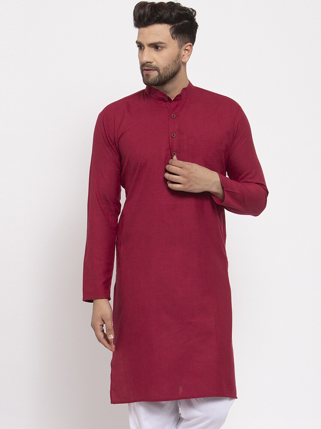 

Jompers Men Maroon Straight Kurta