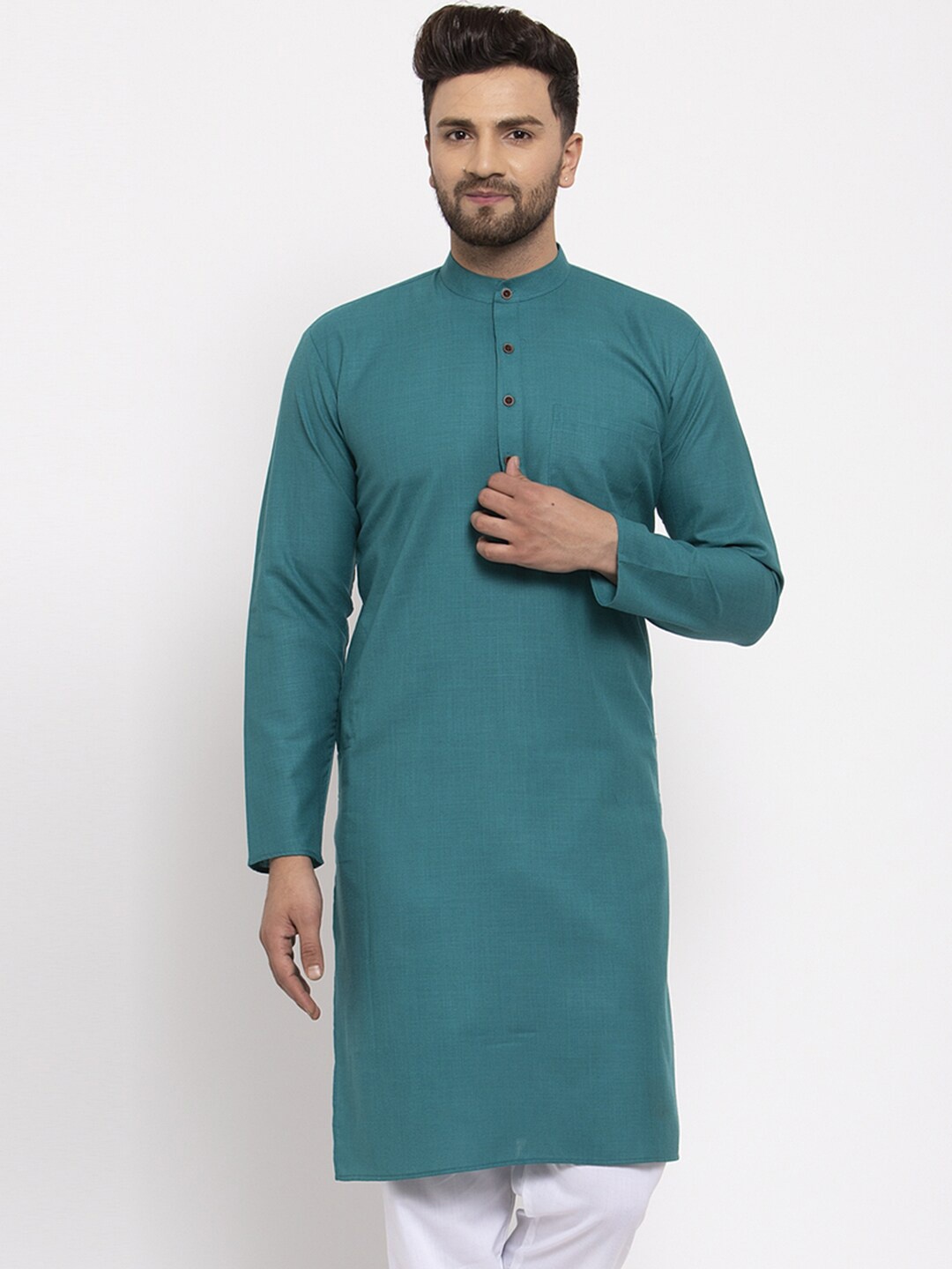 

Jompers Men Green Cotton Kurta
