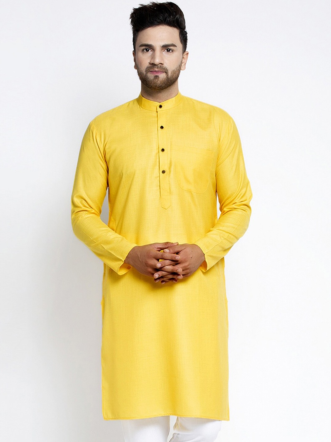 

Jompers Men Yellow Cotton Kurta