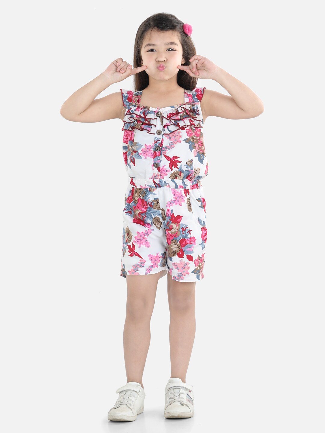 

Cutiekins Girls White & Grey Printed Jumpsuit