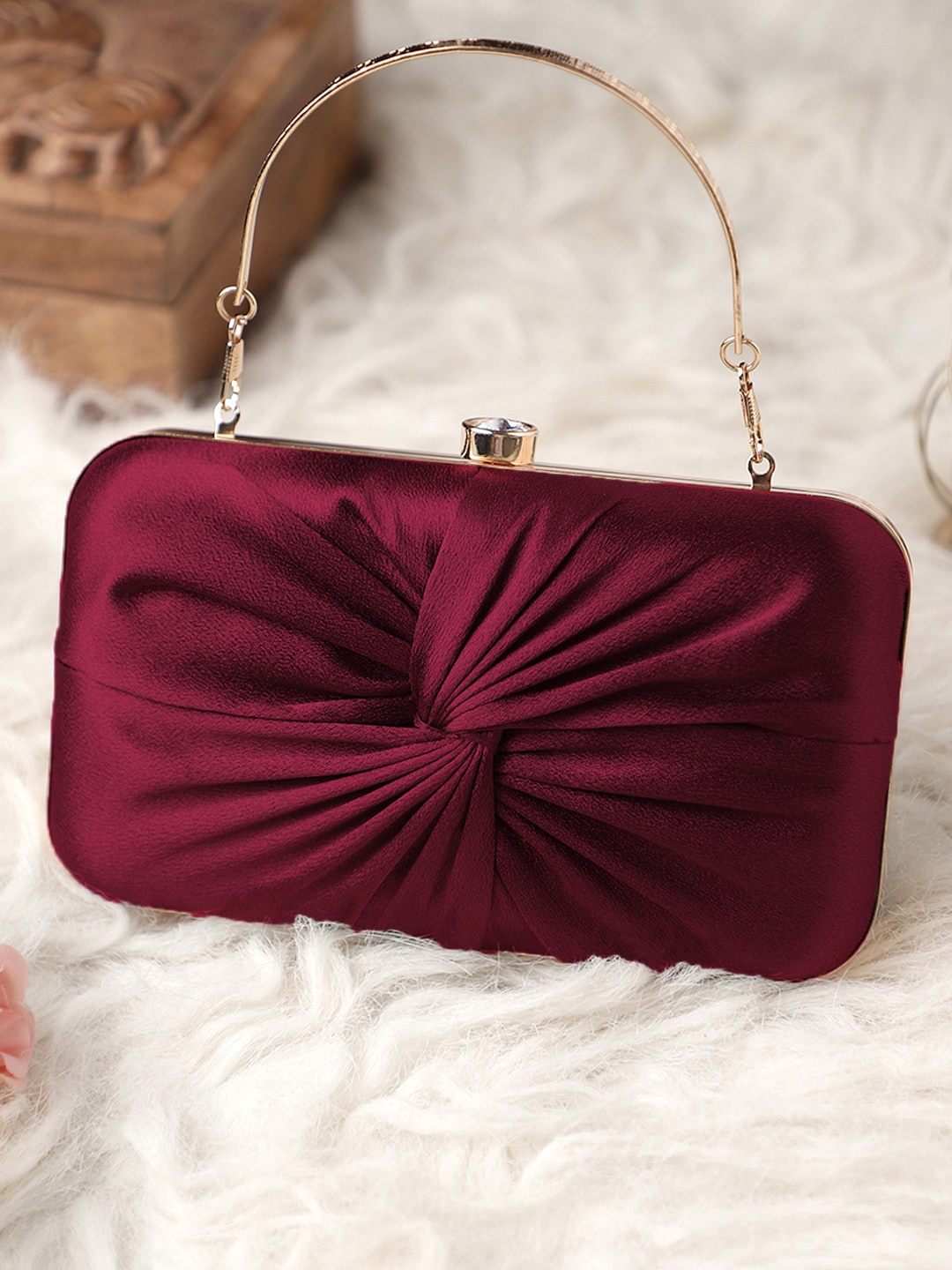 

Exotic Women Maroon Quilted Box Clutch