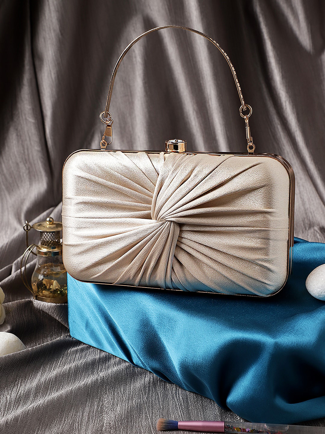 

Exotic Women Gold-Toned Embellished Box Clutch