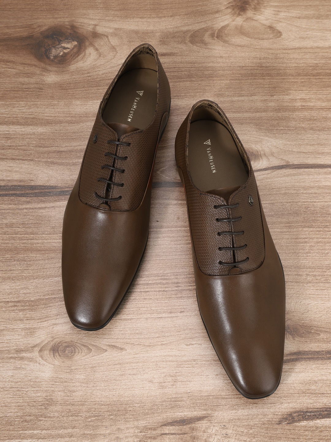 

Van Heusen Men's Brown Textured Leather Formal Derbys