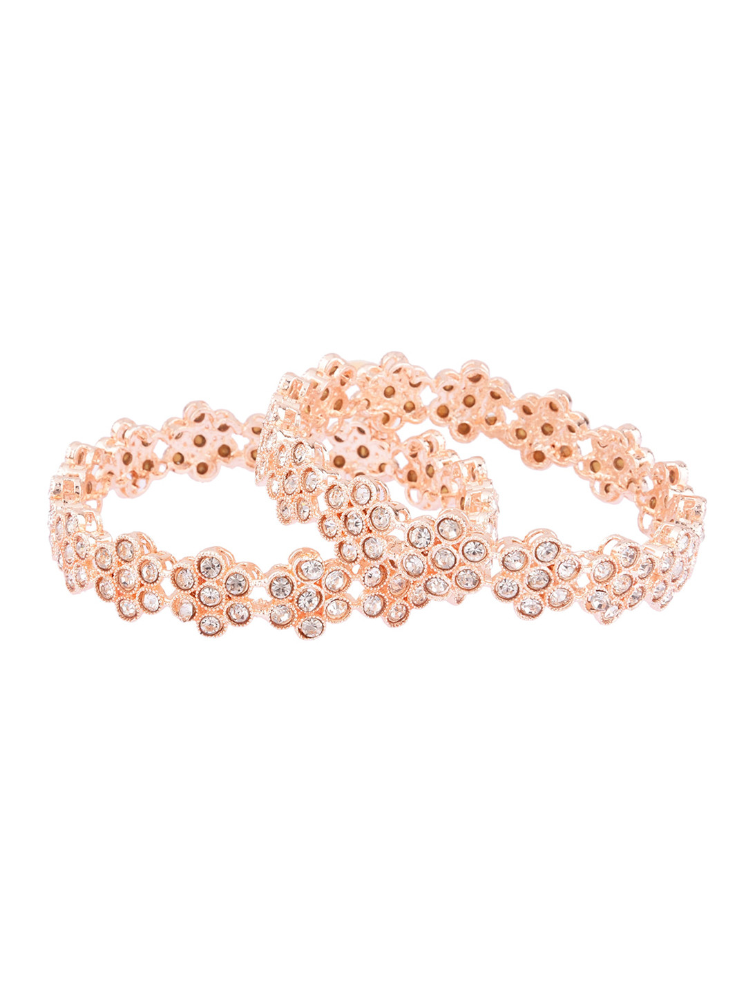 

FEMMIBELLA Set Of 2 Rose Gold-Plated & CZ-Studded Bangles