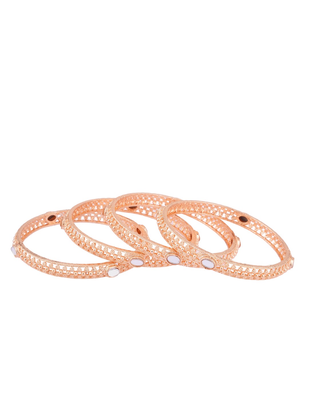 

FEMMIBELLA Set Of 4 Rose Gold-Plated Mirror Bangles