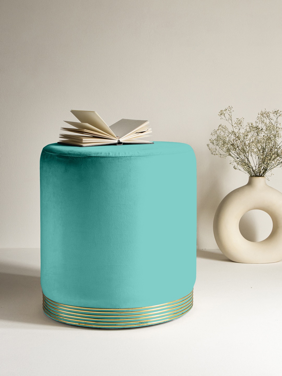

Clasiko Turquoise Blue Solid Ottoman