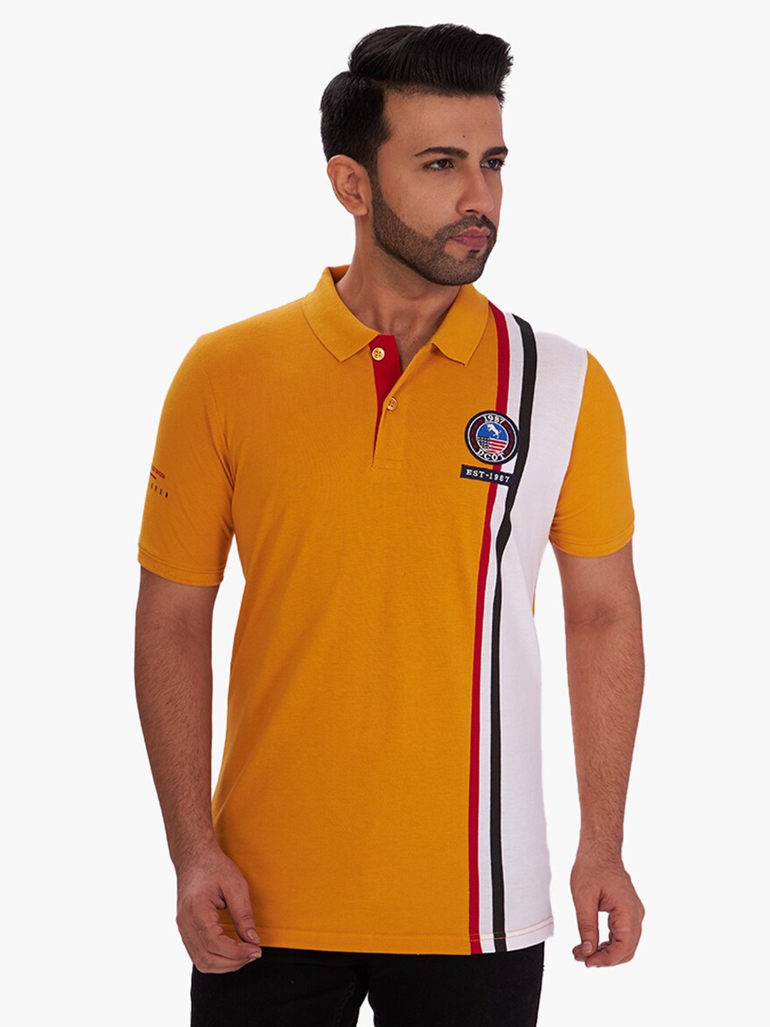 

DCot By Donear Men Mustard Polo Collar T-shirt