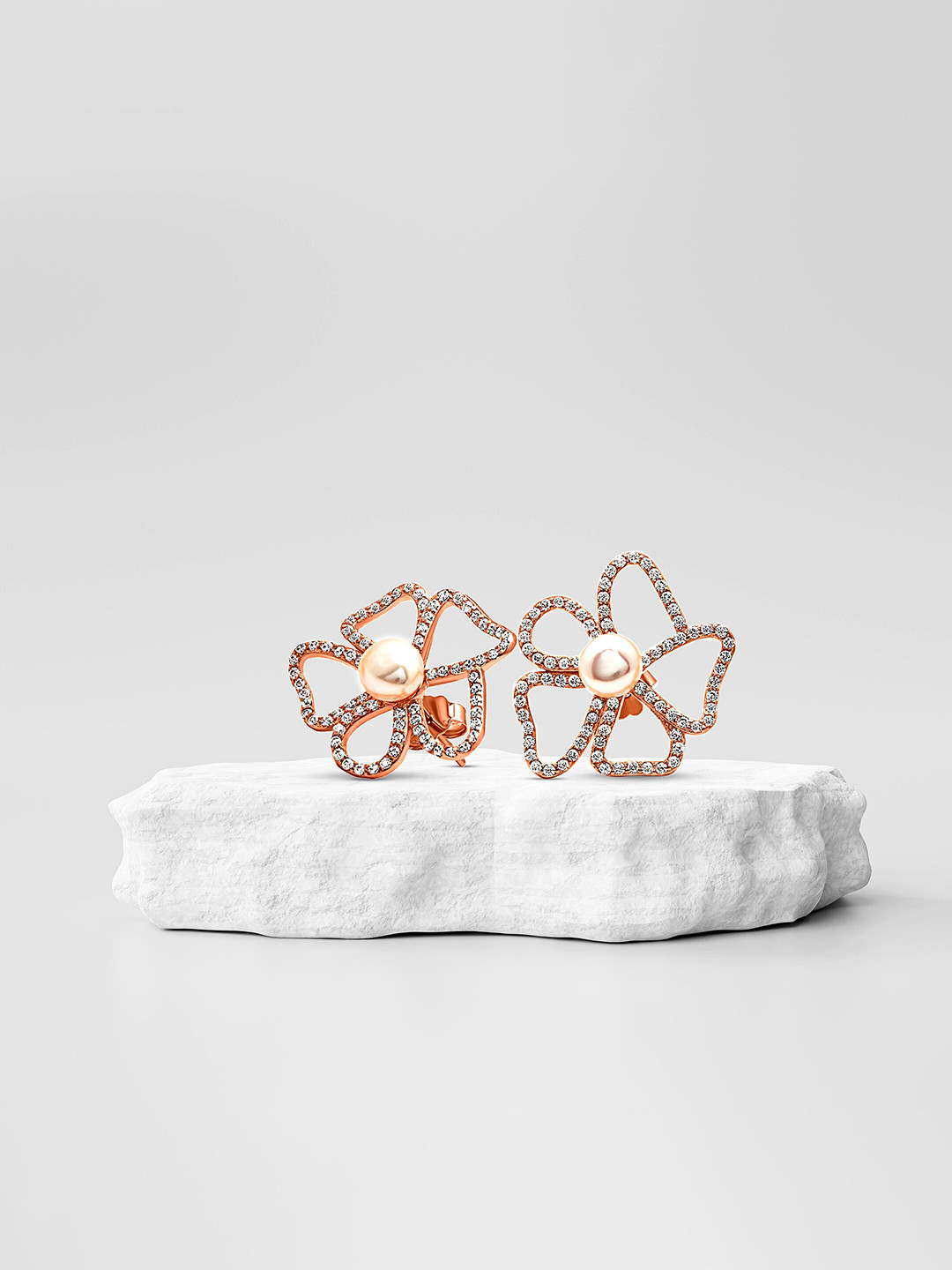 

SILBERRY Rose Gold Contemporary Drop Earrings