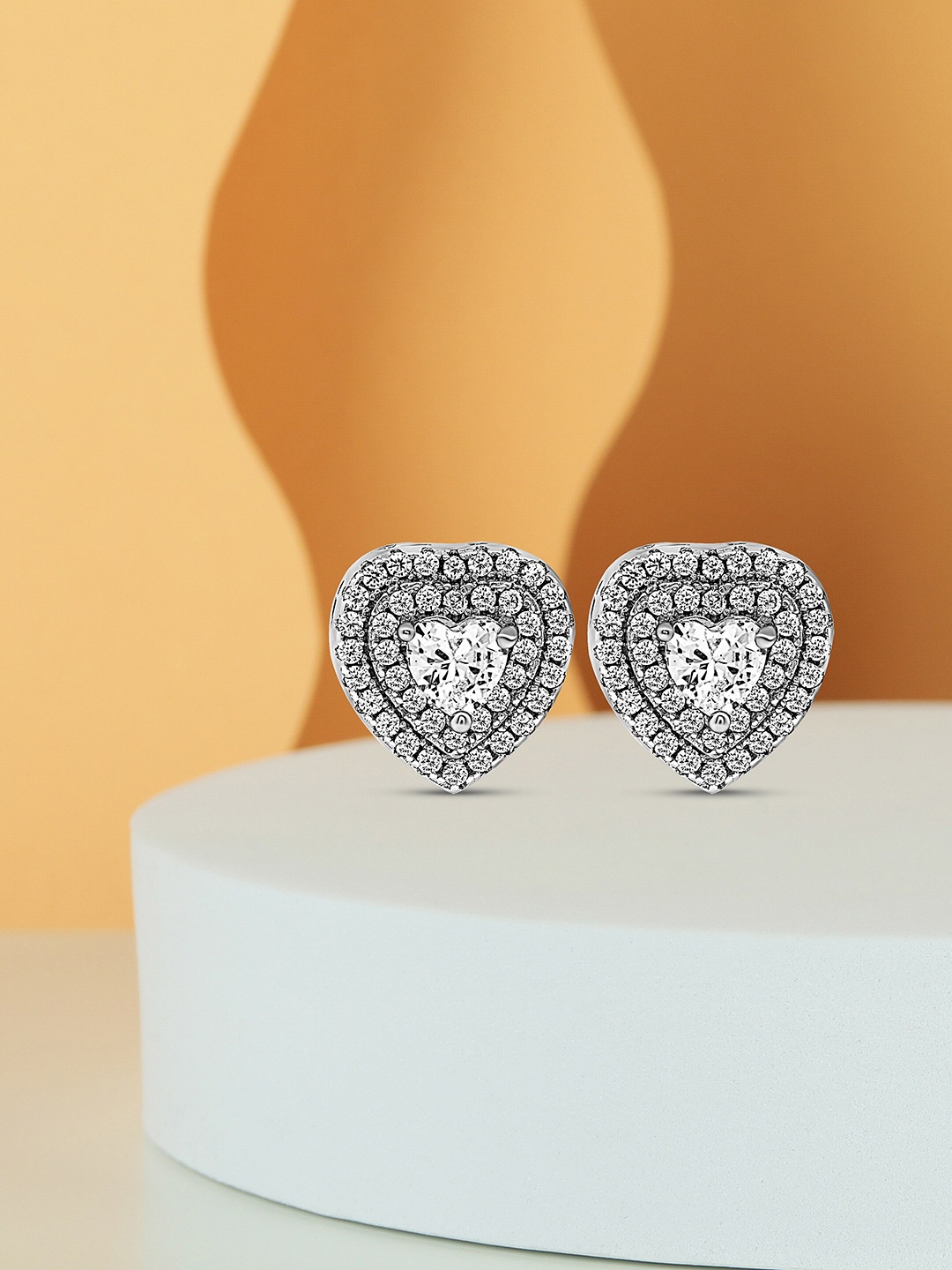 

SILBERRY Silver-Toned Contemporary Studs Earrings