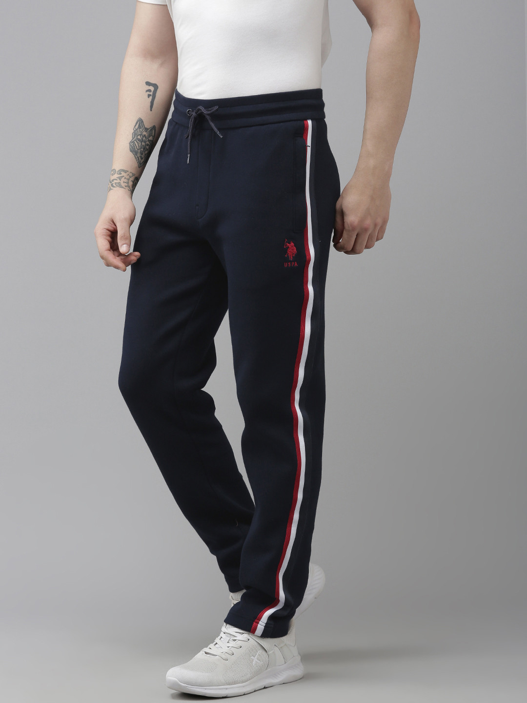 

U.S. Polo Assn. Men Navy Blue Solid Slim Fit Track Pants