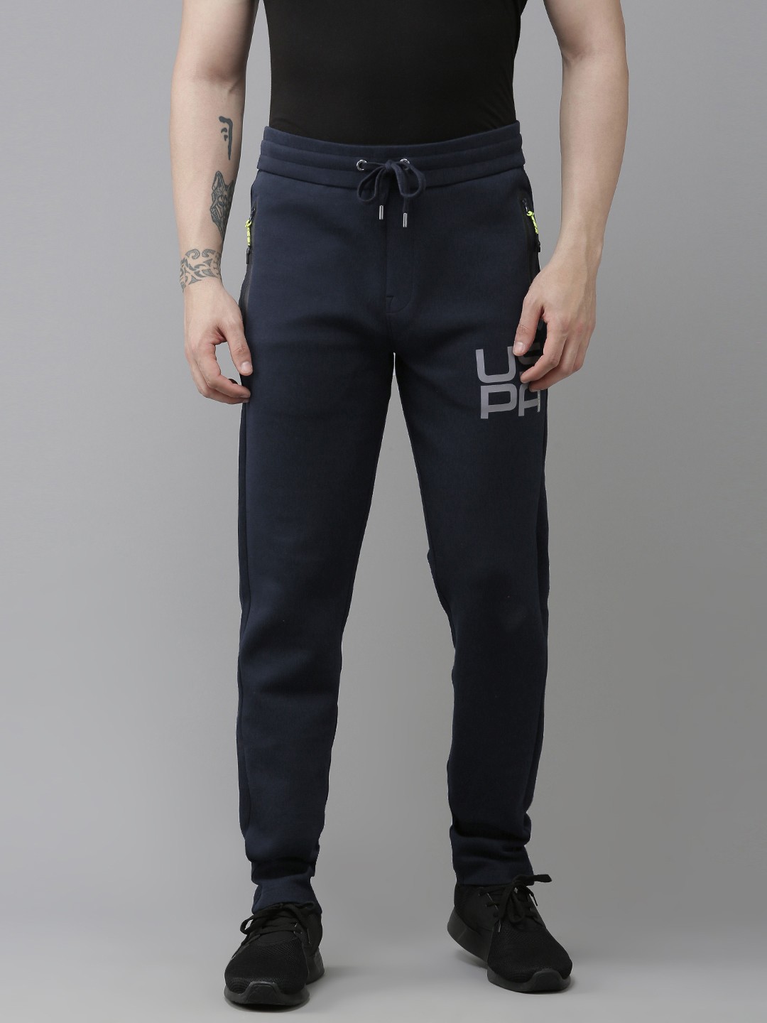 

U.S. Polo Assn. Denim Co. Men Navy Blue Brand Logo Printed Regular Track Pants