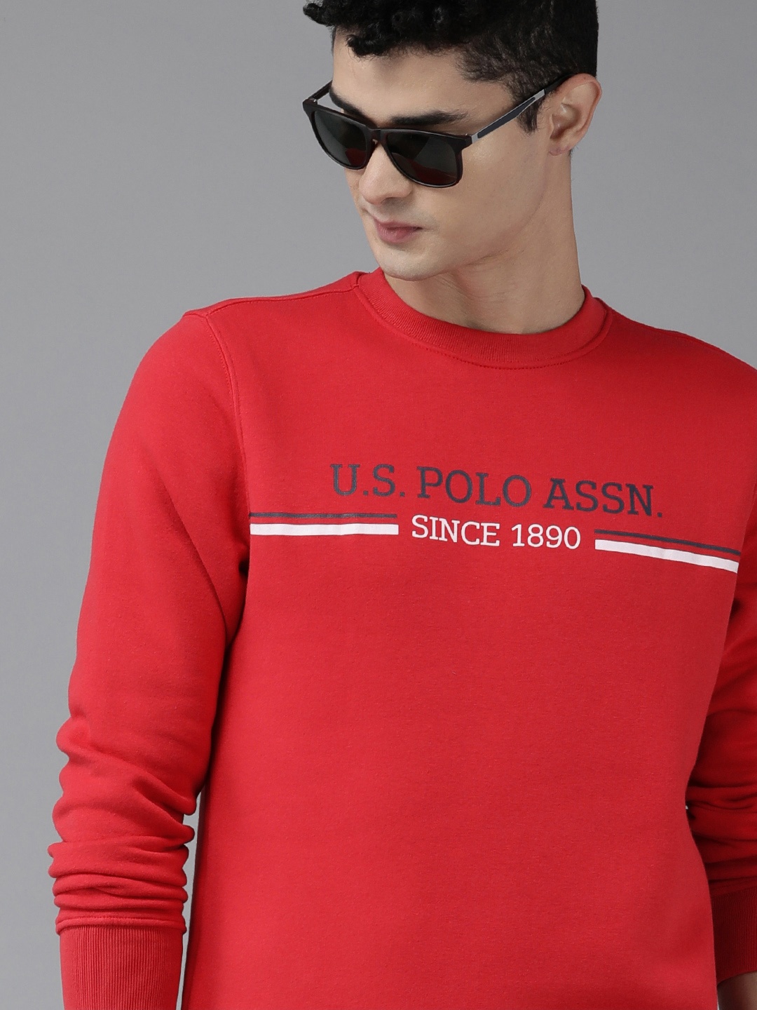 

U S Polo Assn Men Red Brand Logo Printed Sweatshirt